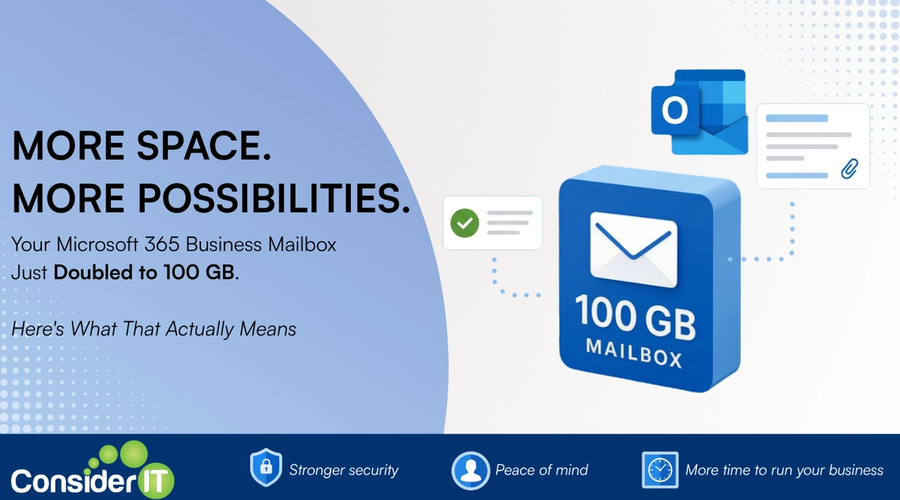 Your Microsoft 365 Business Mailbox Just Doubled to 100 GB. Here's What That Actually Means