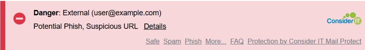 Dangerous External Mail Banner