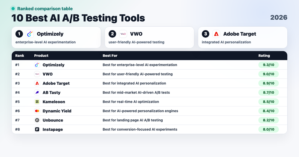 10 Best AI A/B Testing Tools in 2026 ranked comparison cover