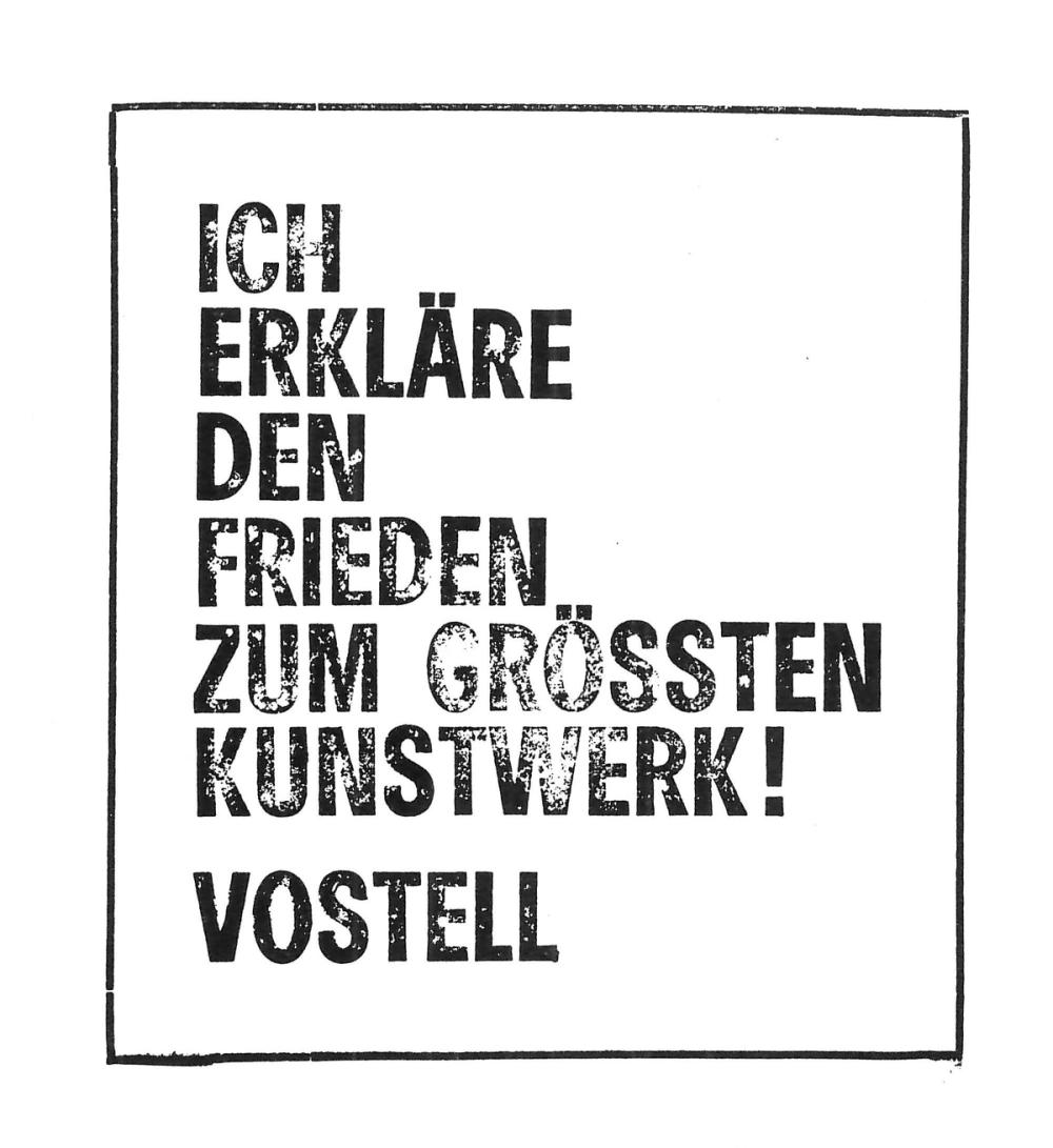 Wolf Vostell, Ich erkläre den Frieden zum größten Kunstwerk!, 1979, Original Künstlerholzstempel, 10 x 10 x 10 cm, © VG Bild Kunst/ The Wolf Vostell Estate