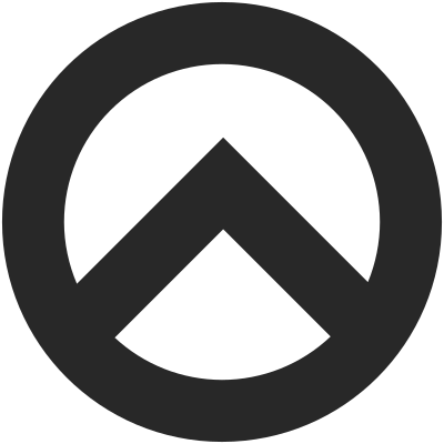 Symbole représentant un cercle en forme de pyramide allant du bas jusqu'à son centre approximativement.