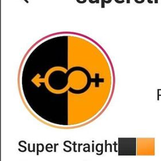 Un profil Instagram. La photo de profil est le logo Super Straight. La bio se lit "Super Straight" suivi d'un carré noir et d'un carré orange.