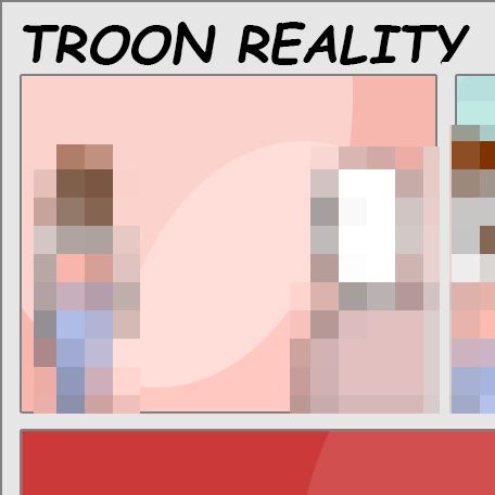 Le texte "TROON REALITY" apparaît sur une bande dessinée sensorielle.