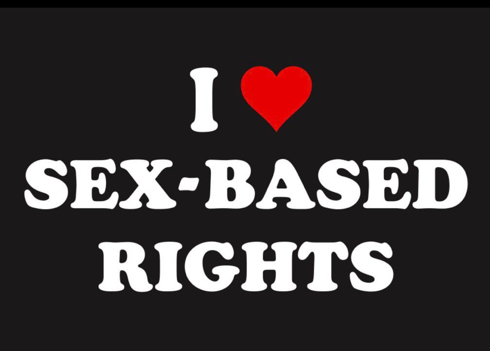 Conception d'affiches. Il se lit "I [heart] SEX-BASED RIGHTS"