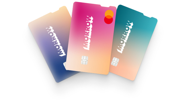 Morrow bank Mastercard i tre olika färger