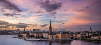 Purple sunset over Stockholm. picture.