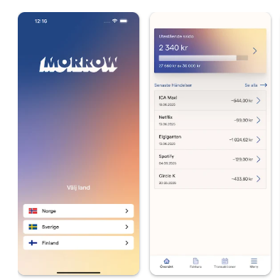 Morrow Bank app skärmbild