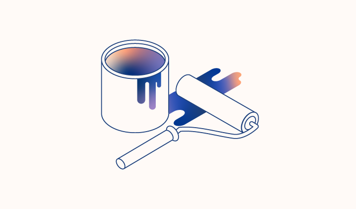 Illustration of paint and painting tools. Illustration.