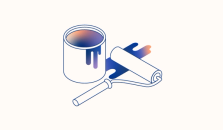 Illustration of paint and painting tools. Illustration.