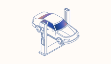 Illustration of a car shop. Illustration.