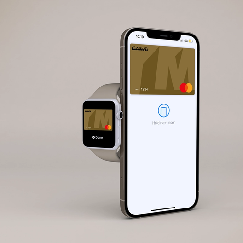 Mobiili- ja digikellomaksut Morrow Bankin kultaisella luottokortilla. Valokuva.