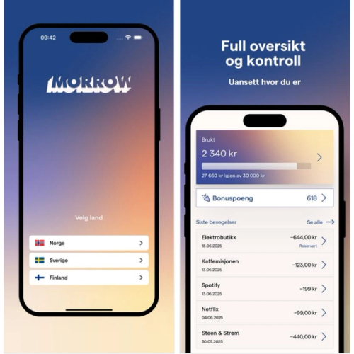 Skjermbilde av Morrow Bank app. bilde.