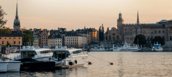 Morrow Bank logo on picture of Stockholm, Sweden