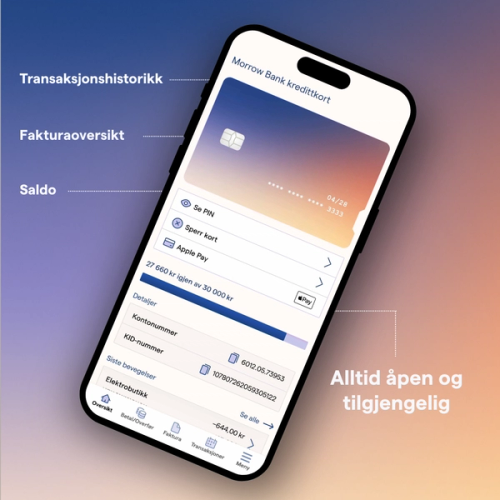 Skjermbilde av Morrow Bank app. bilde.