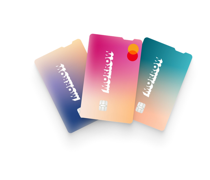 Morrow bank Mastercard i tre forskjellige farger