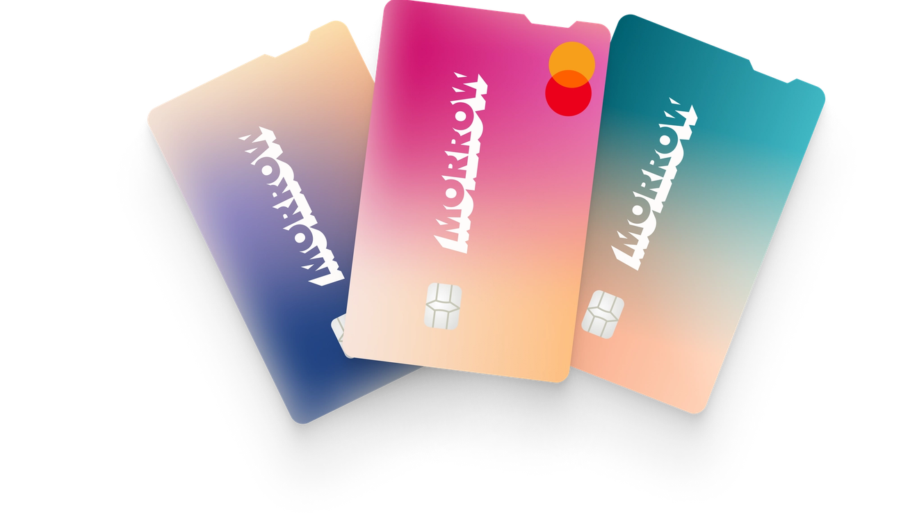 Morrow bank Mastercard i tre forskjellige farger