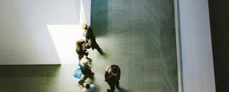 People walking in a museeum