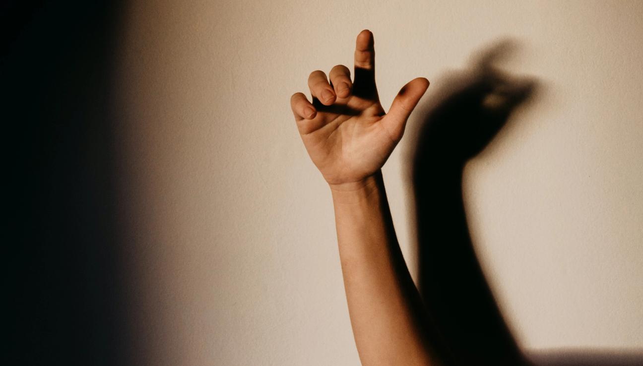 A hand being held up