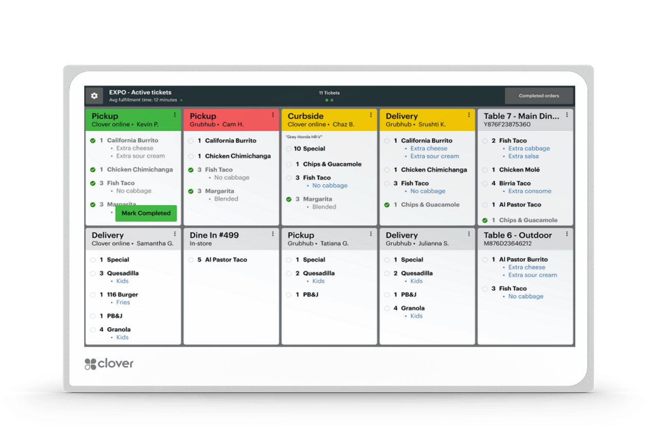 Print dockets or send orders to kitchen display system.