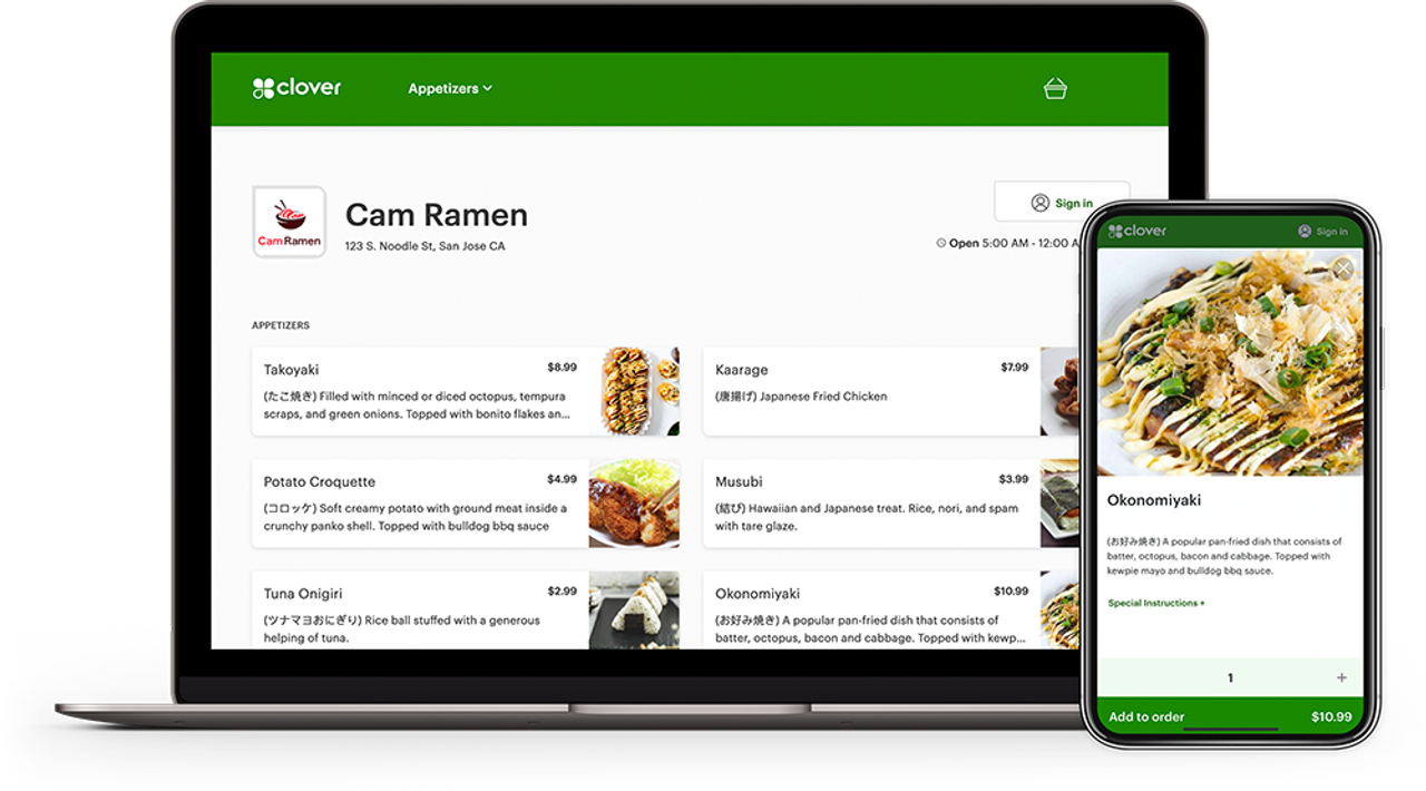 Simple online ordering and QR codes.