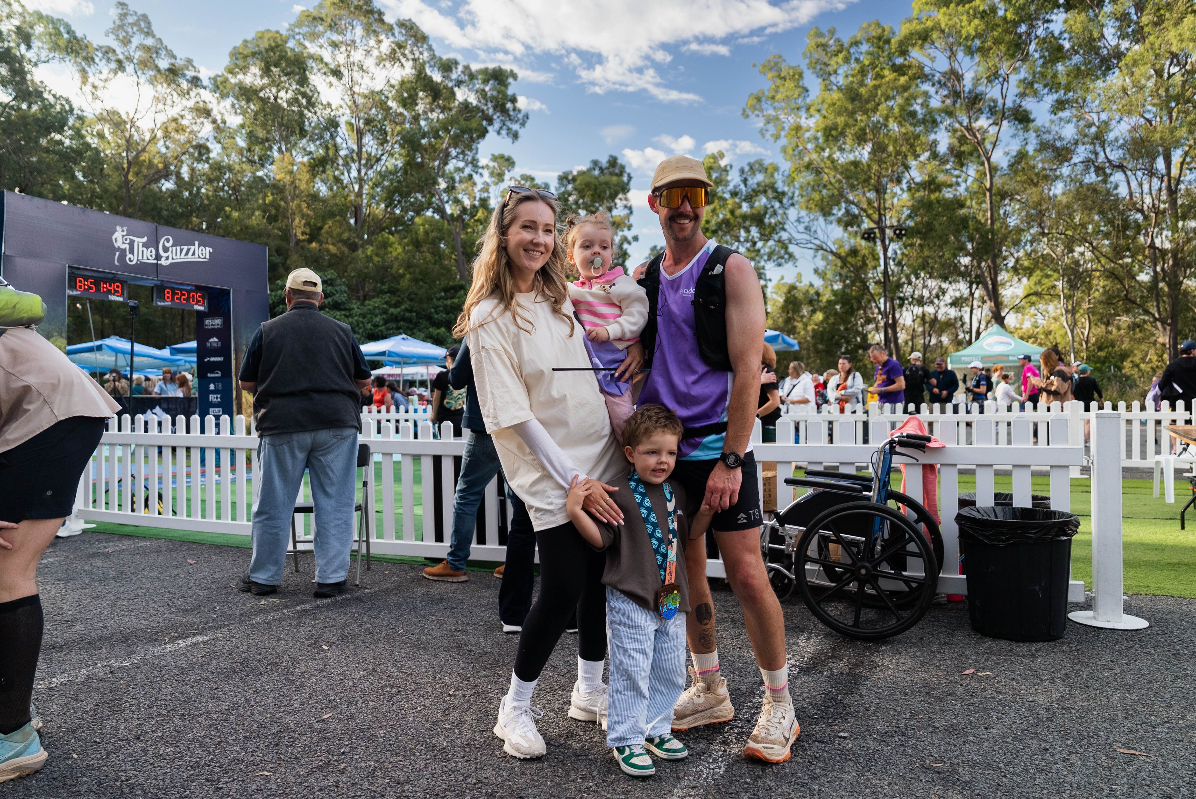 Josh Henshaw with Alice and family at The Guzzler Ultramarathon 2026