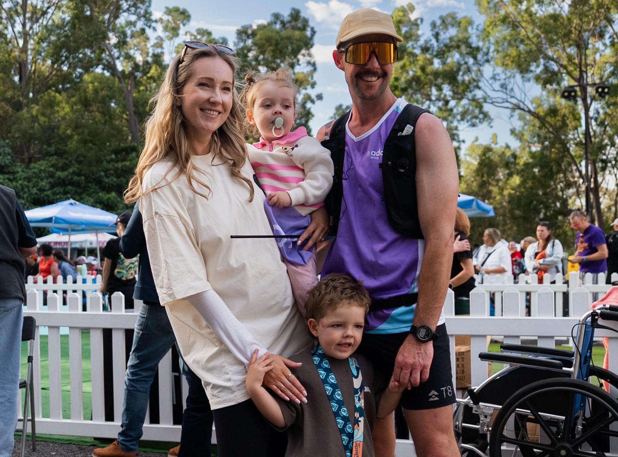 Josh Henshaw with Alice and family at The Guzzler Ultramarathon 2026