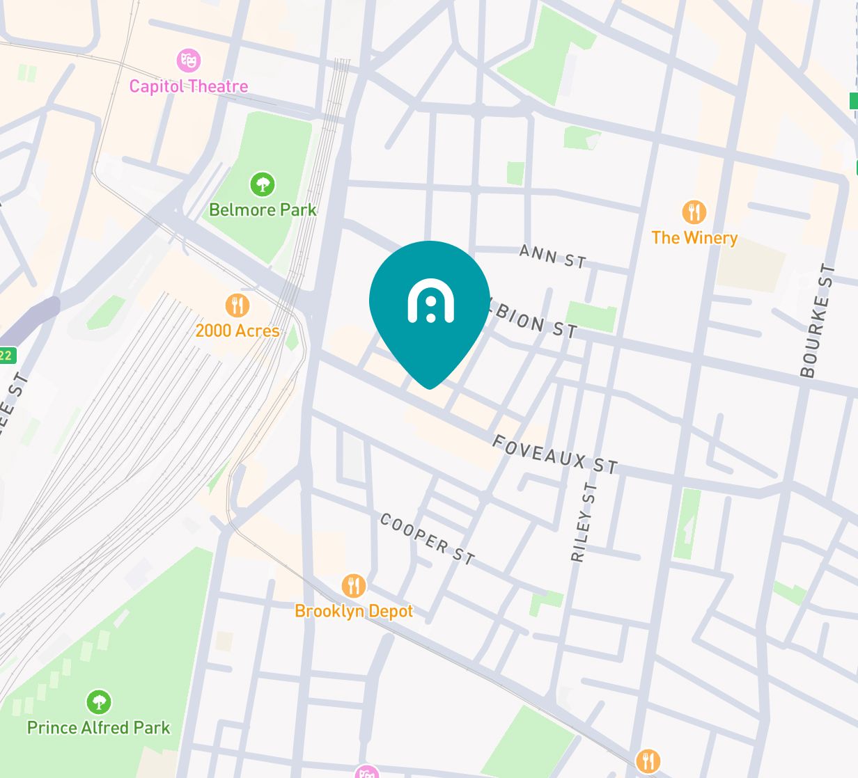 Map showing Surry Hills location