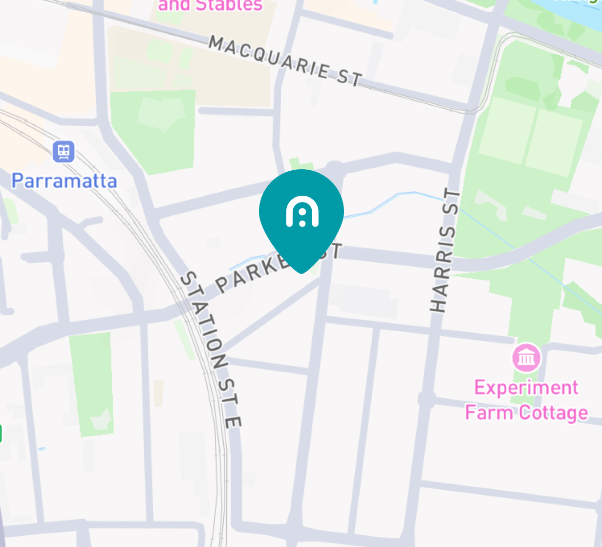 Map showing Parramatta location