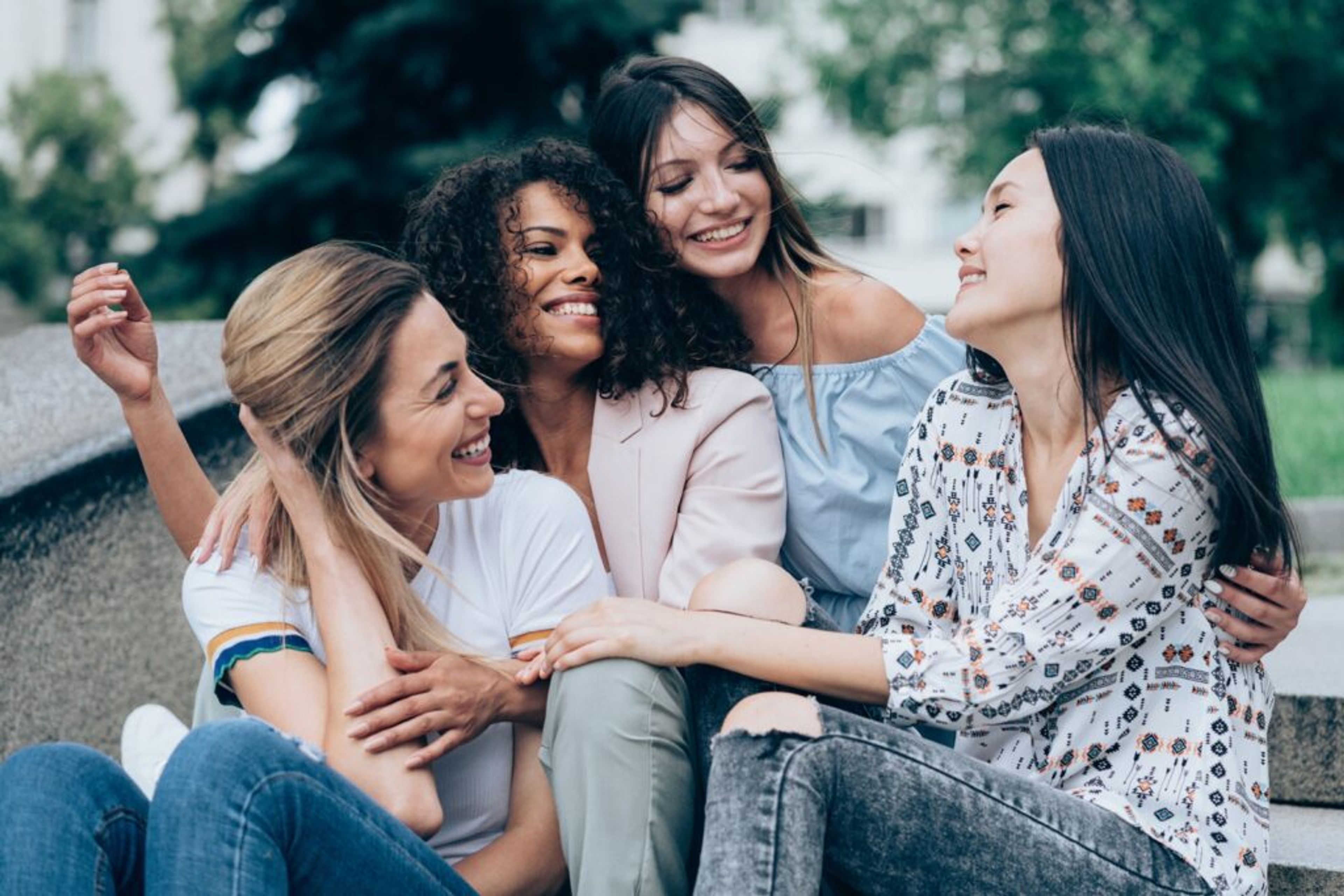 Egg freezing age 
limit - image of Best friends chatting and laughing and have fun together outdoor