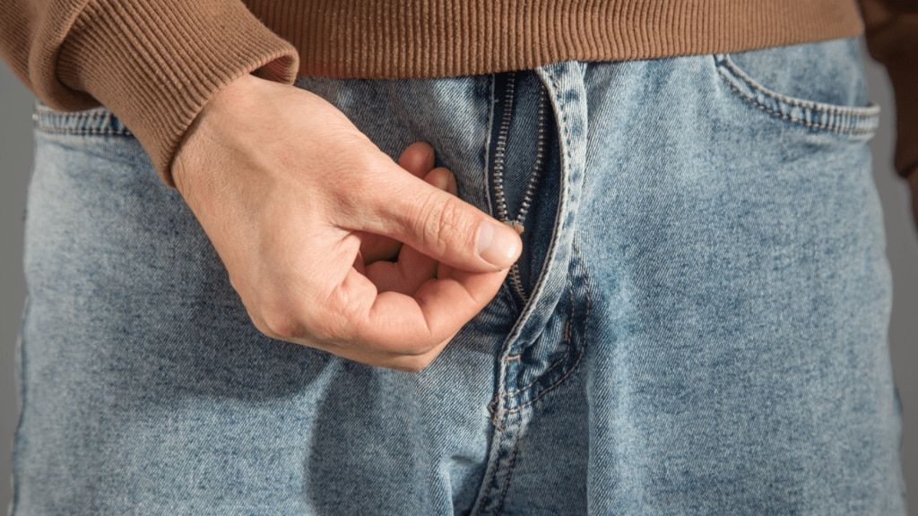 Man unzipping jeans