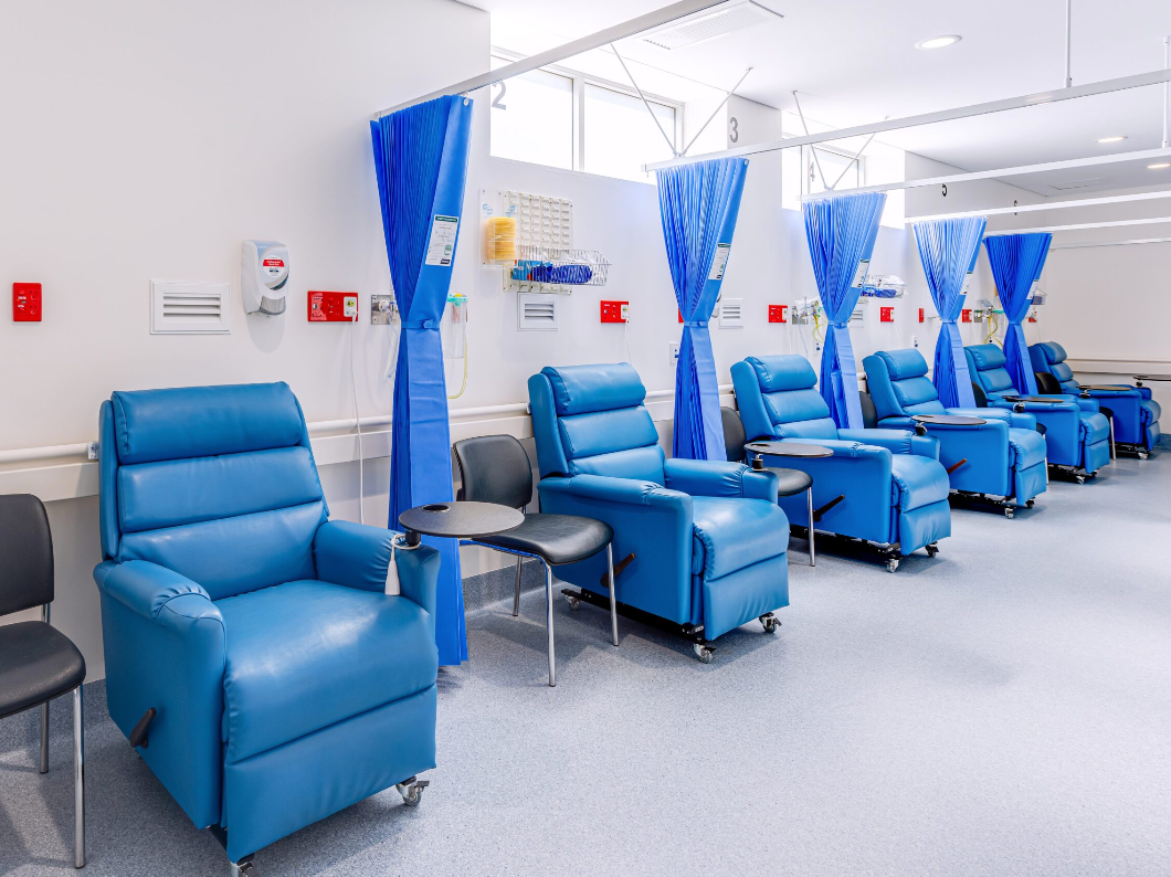 Patient chairs lined in a row