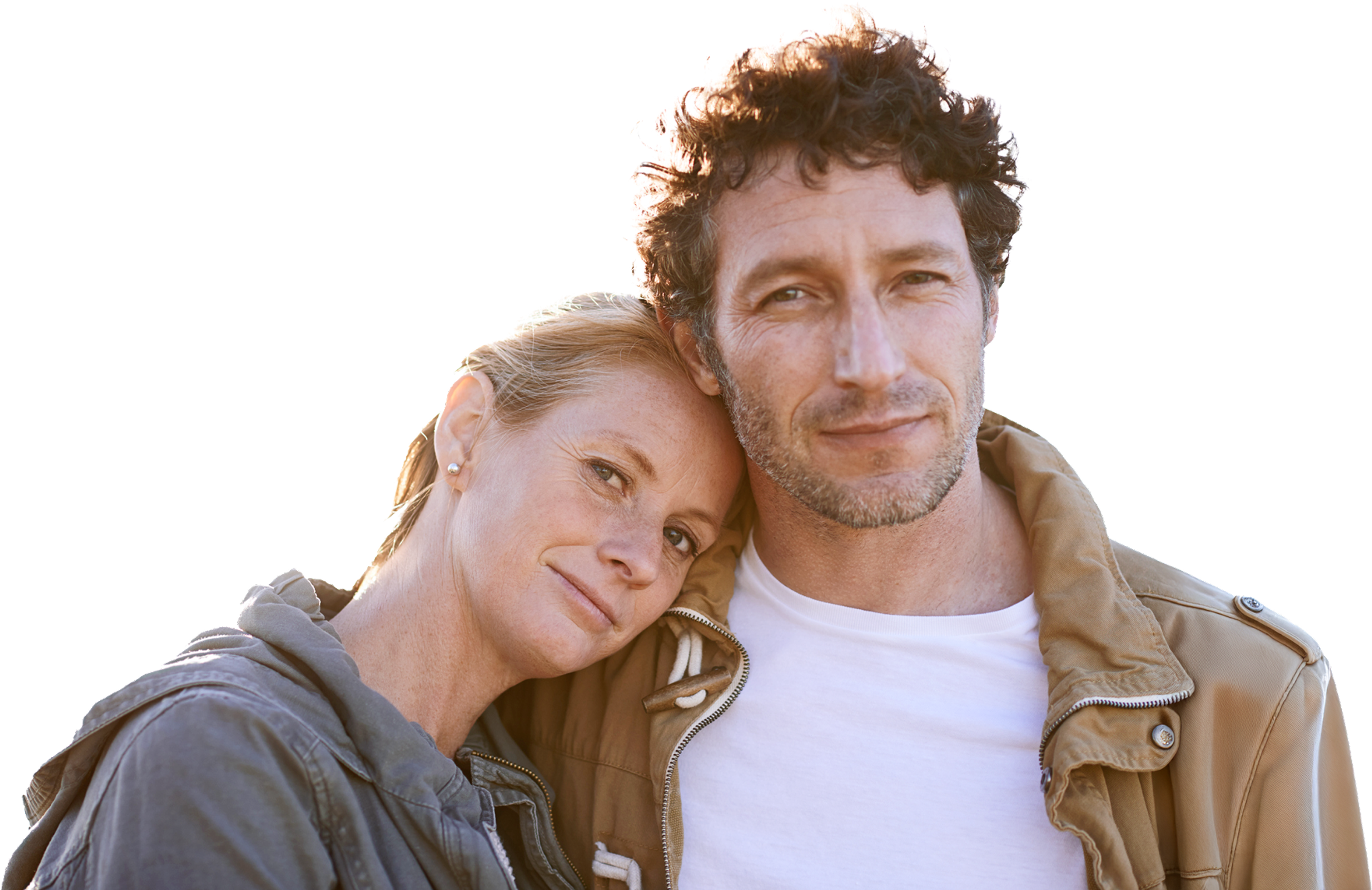 Woman resting her head on a man's shoulder