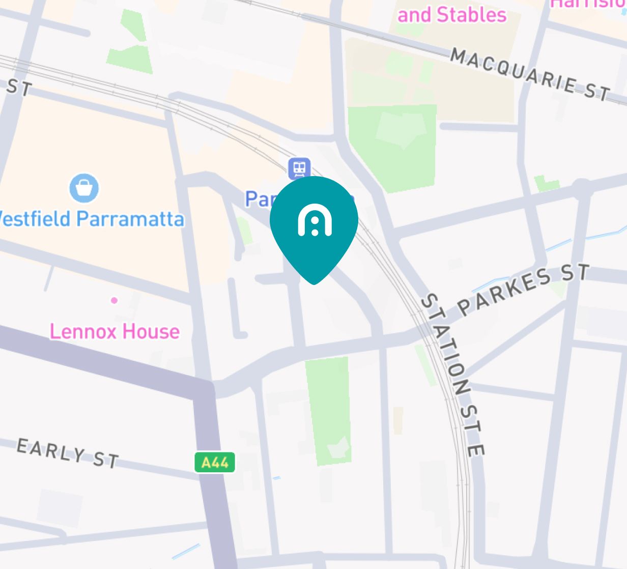 Map showing Parramatta location