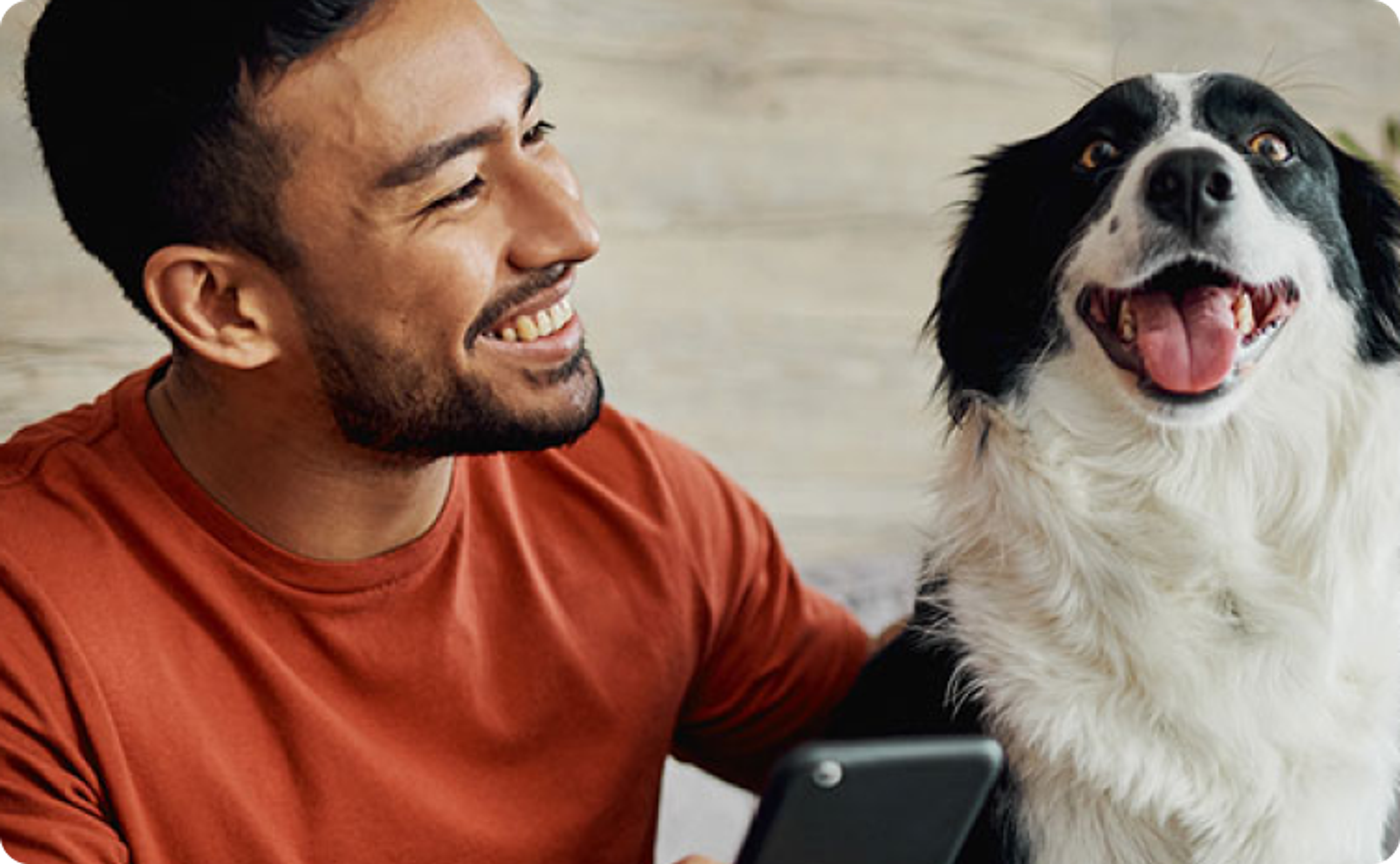 Smiling man with dog