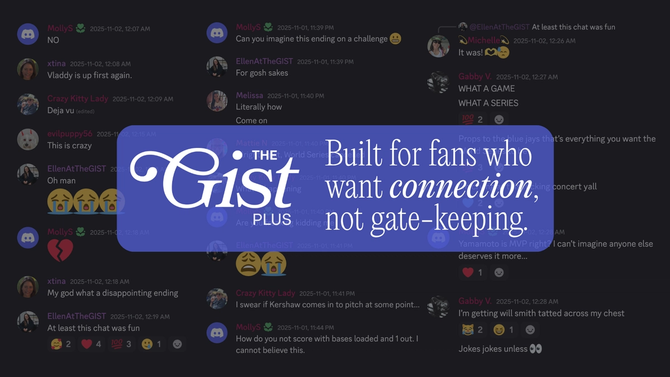Graphic of social comments overlayed with text that reads, "Built for fans who want connection, not gate-keeping"