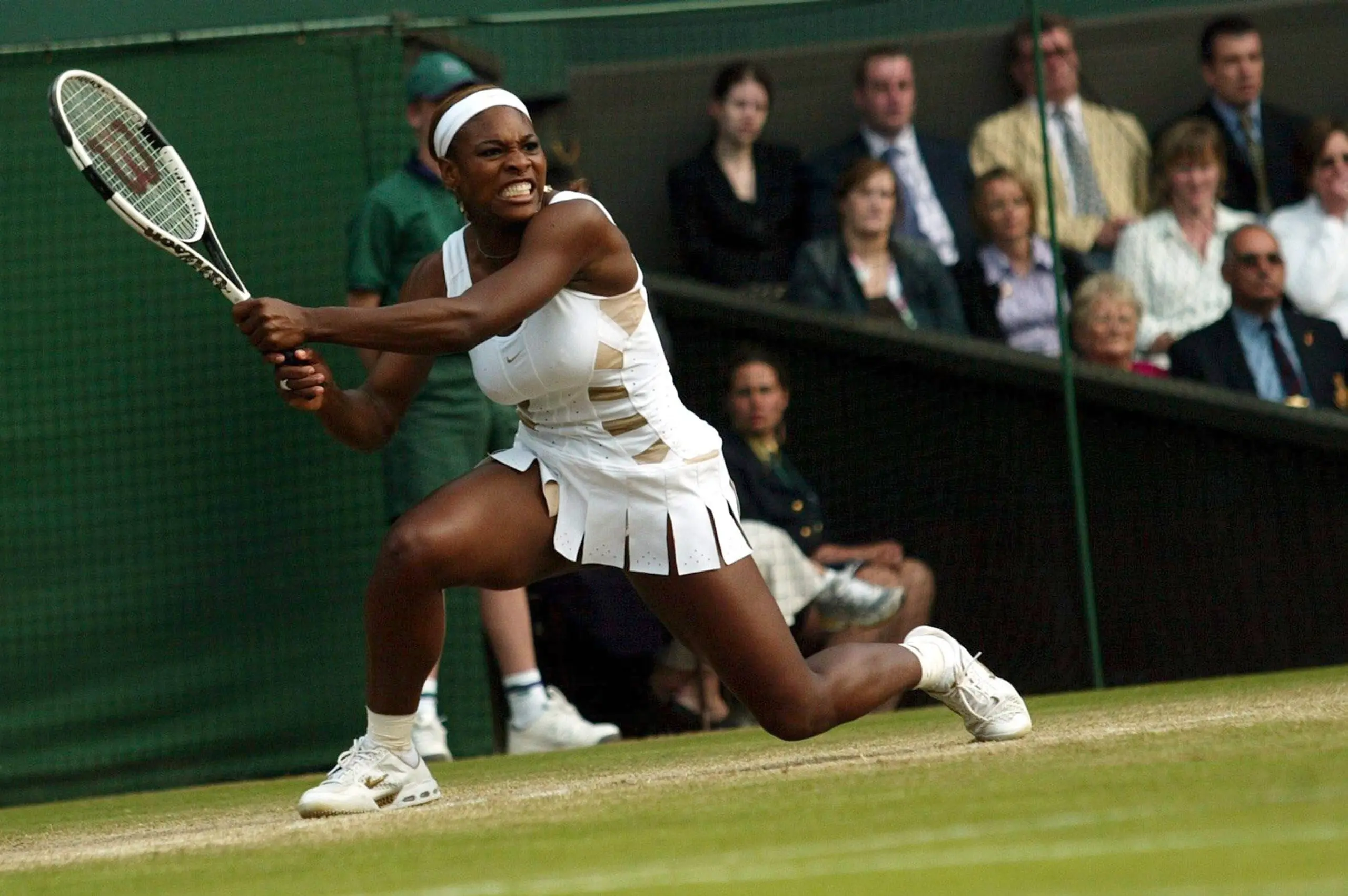 Serena Williams competes at Wimbledon in 2004. 