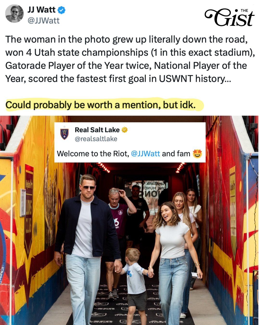 After Real Salt Lake left former NWSL and USWNT star Kealia Watt out of a post, JJ set the record straight. 😌⁣