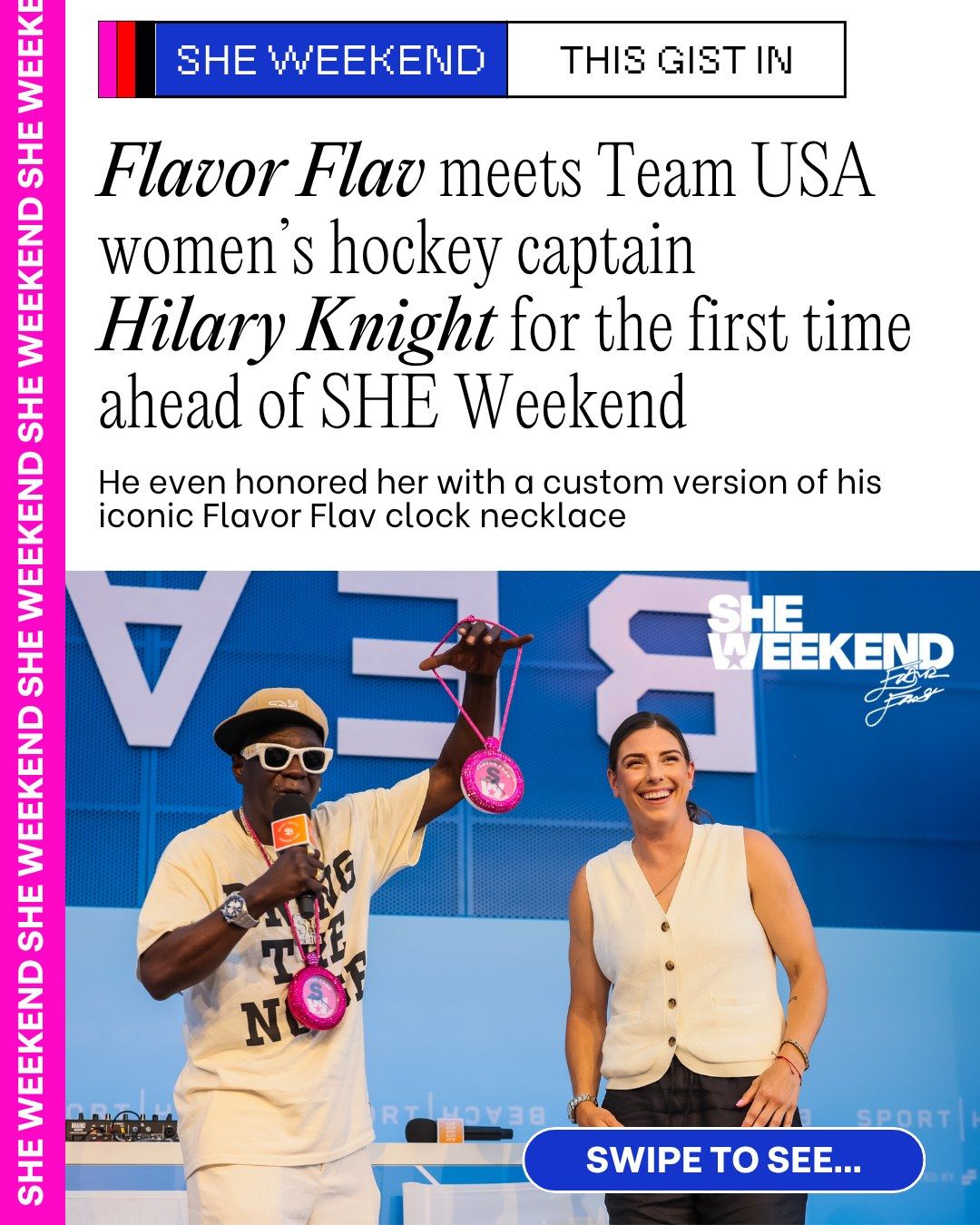 Flav honored her with a custom version of his iconic clock necklace. ⏰