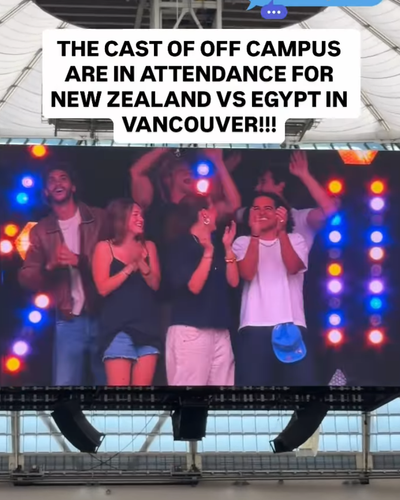 Spotted! 👀 Off Campus cast members taking in some World Cup action.