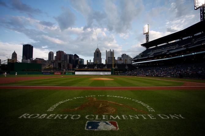 A view of the field on Roberto Clemente day at PNC Park before the game between the Pittsburgh Pirates and the Chicago Cubs.