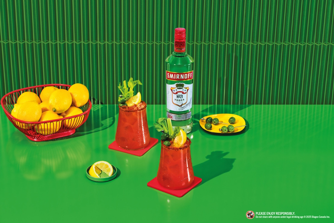 Smirnoff cocktails on a green counter