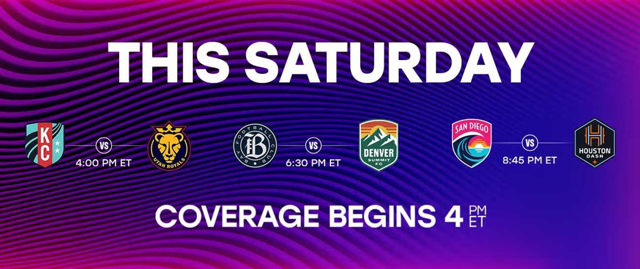 A schedule of the NWSL's Saturday games is pictured.