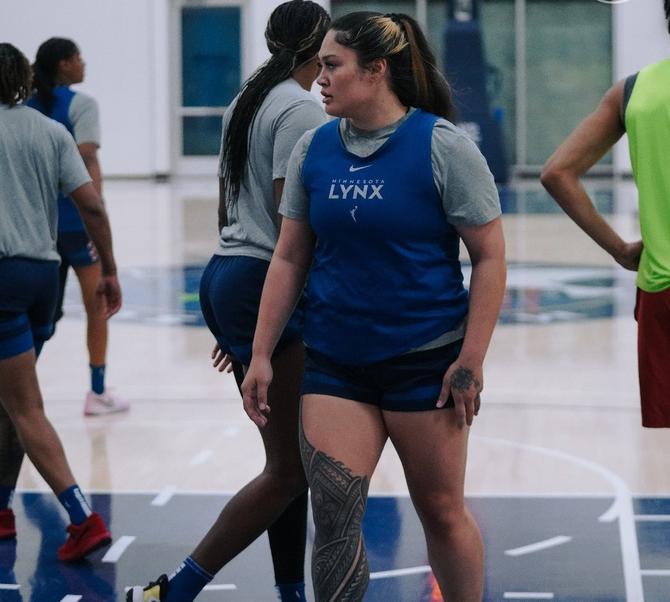 The 2024 WNBA Draft No. 8 pick Alissa Pili practices with the Minnesota Lynx during preseason.