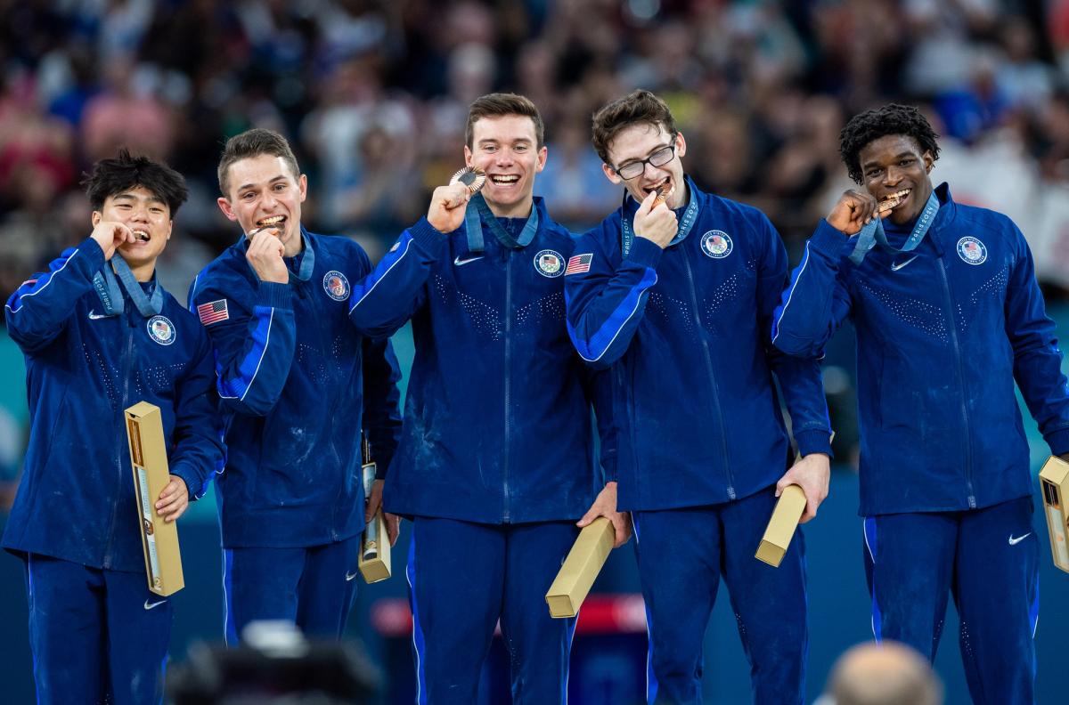 U.S. men’s gymnastics clinches bronze at Paris Olympics team final