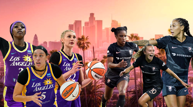 LA Sparks basketball players and Angel City soccer players