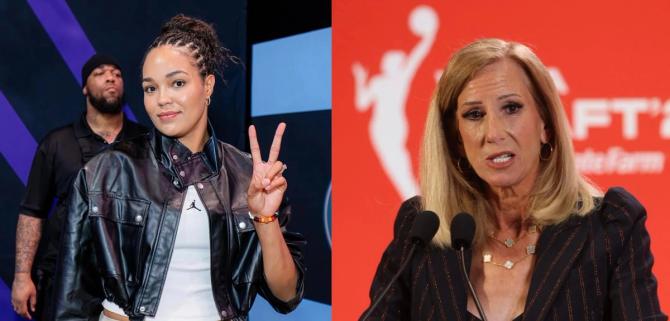Side-by-side photos of Minnesota Lynx superstar Napheesa Collier and WNBA commissioner Cathy Engelbert.