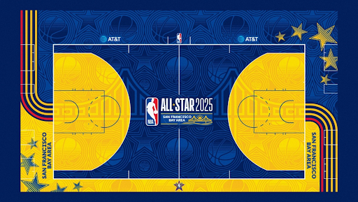 NBA All-Star 2025 court in San Francisco.