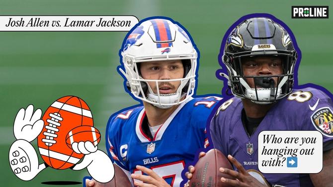 Josh Allen and Lamar Jackson handling the football
