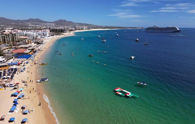 An overhead view of a beach in Mexico