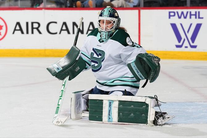 Boston Fleet goalie Aerin Frankel defends the net during a game.
